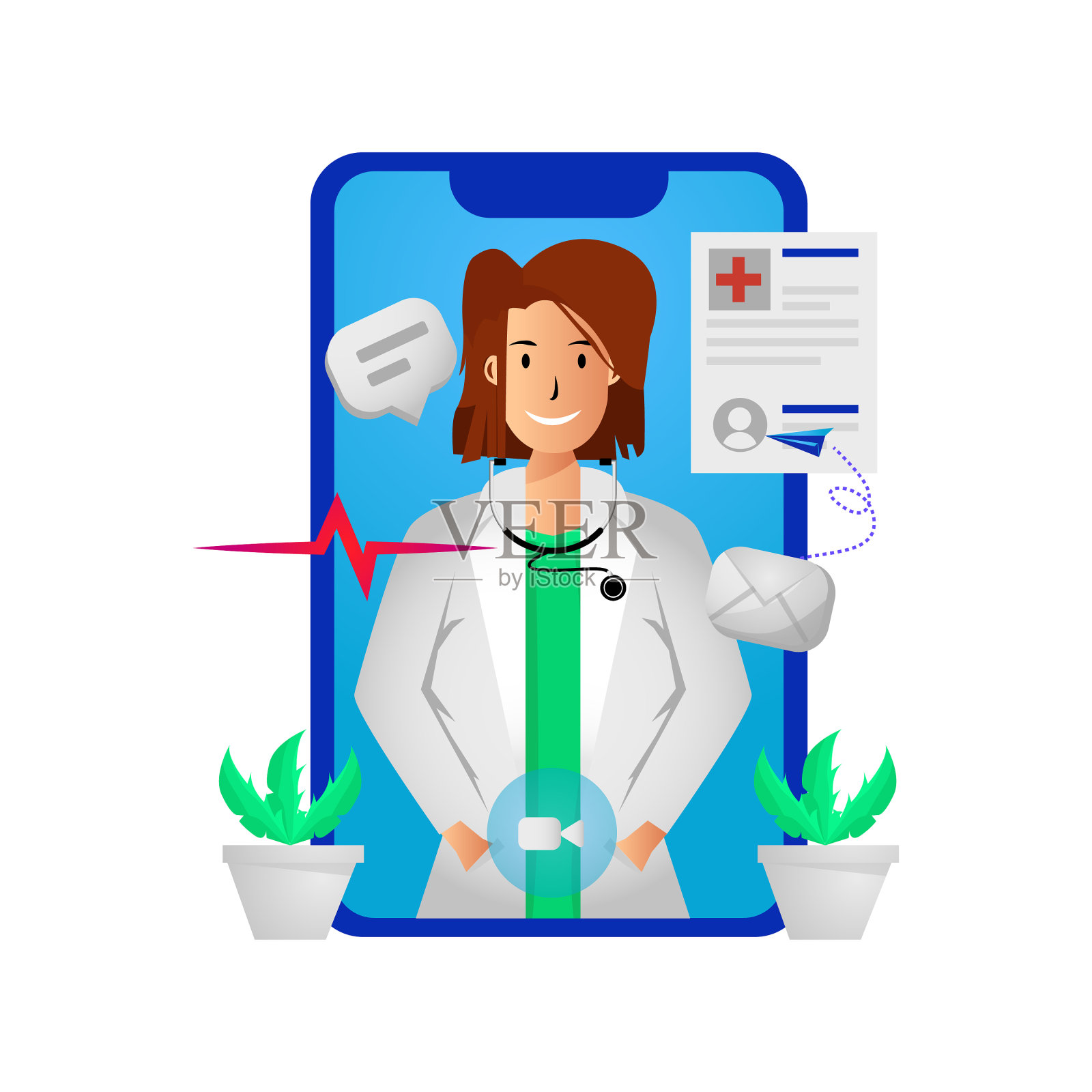 聪明的女医生设计插画图片素材