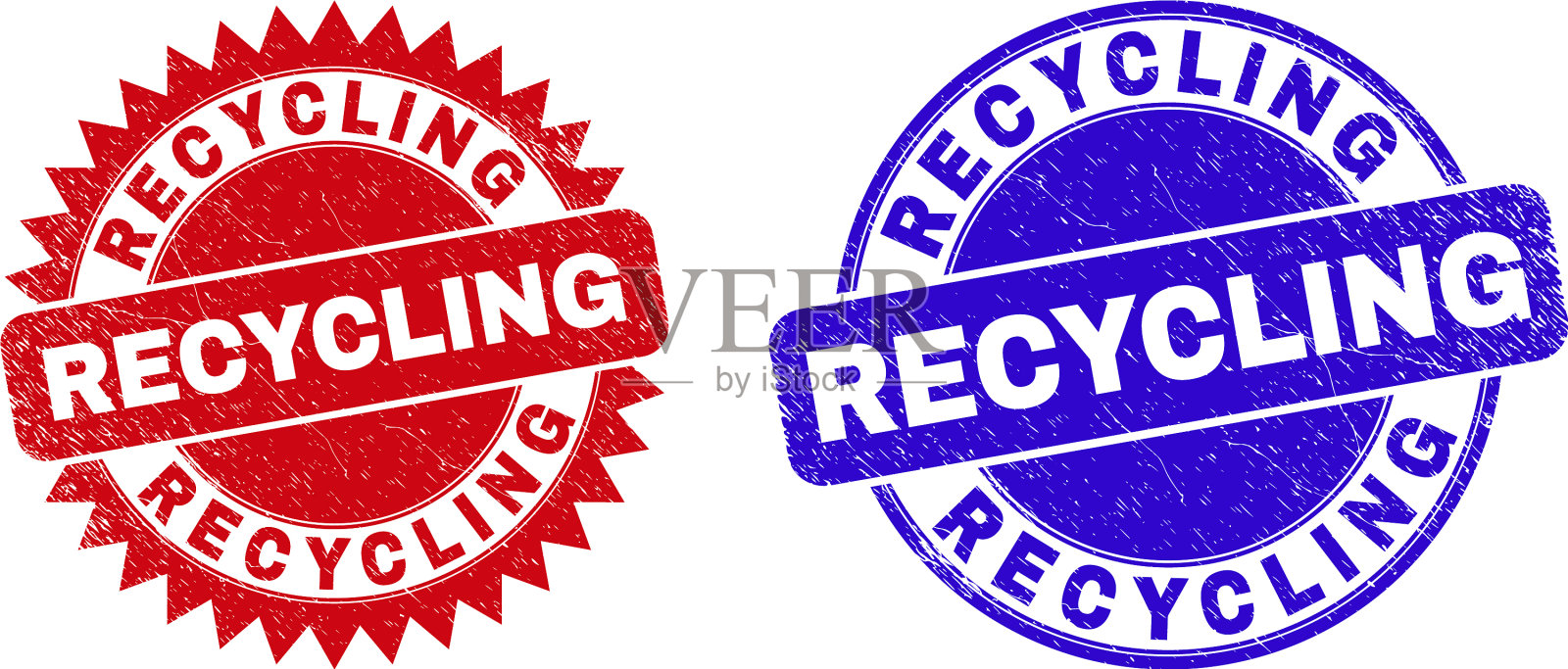 回收圆形和玫瑰形印章与不洁插画图片素材