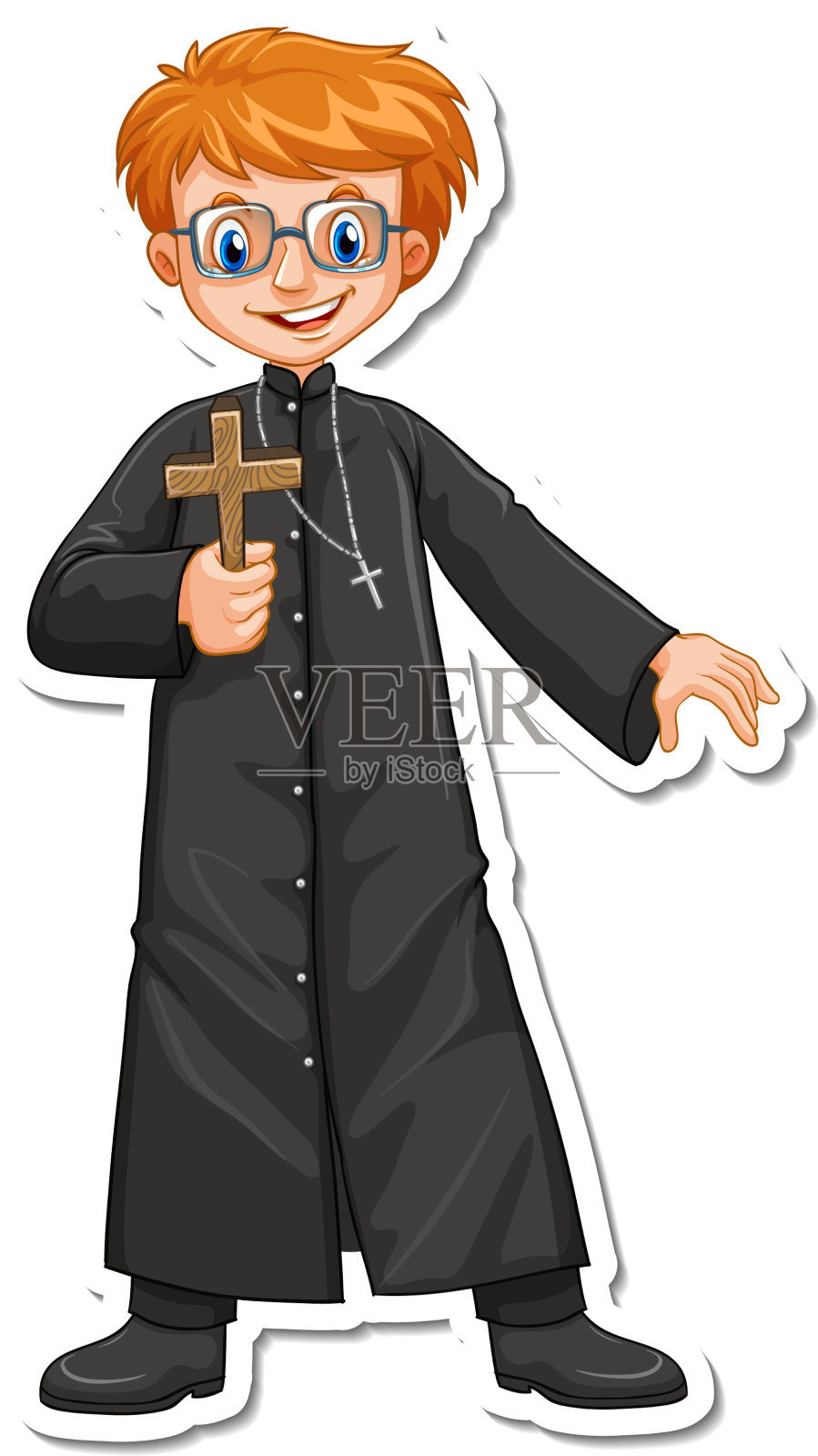 卡通人物牧师抱着基督徒设计元素图片