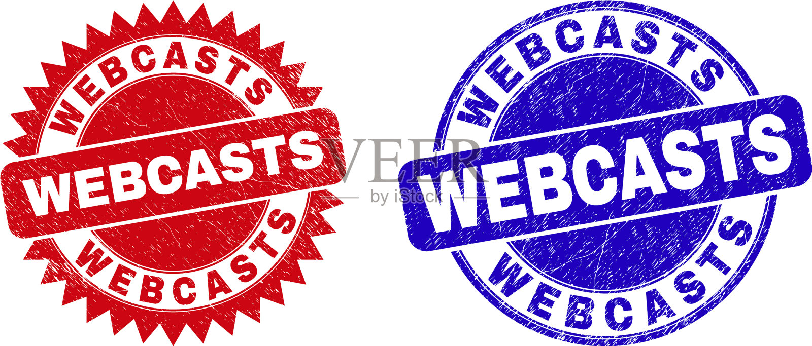 网上播送圆形及玫瑰形印章插画图片素材