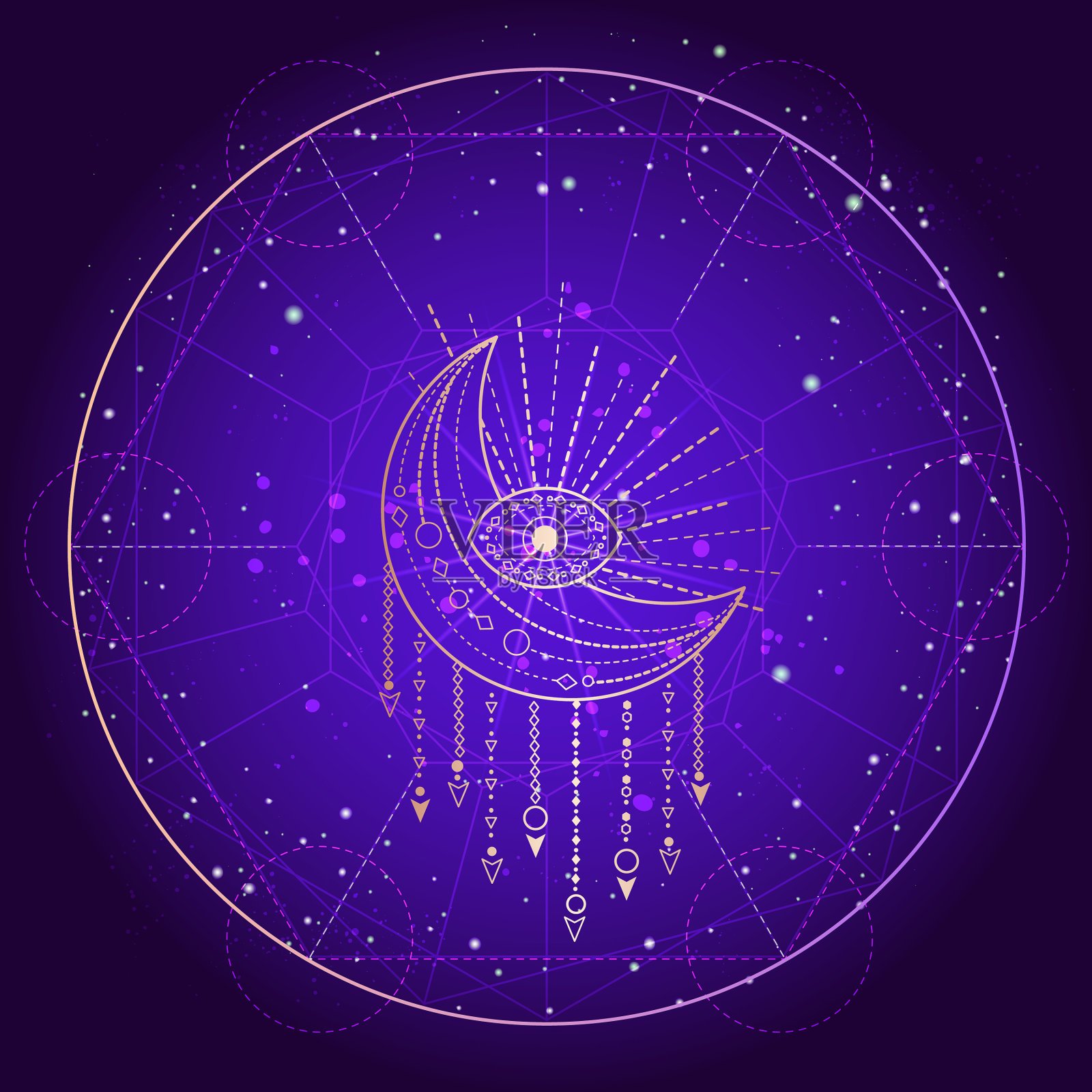 抽象背景上神圣或神秘的符号插画图片素材