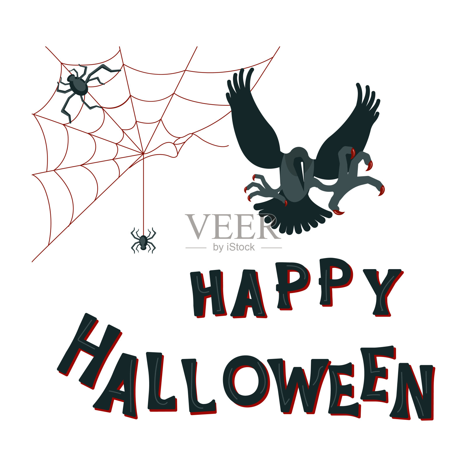 快乐的万圣节海报孤立在白色的背景。插画图片素材