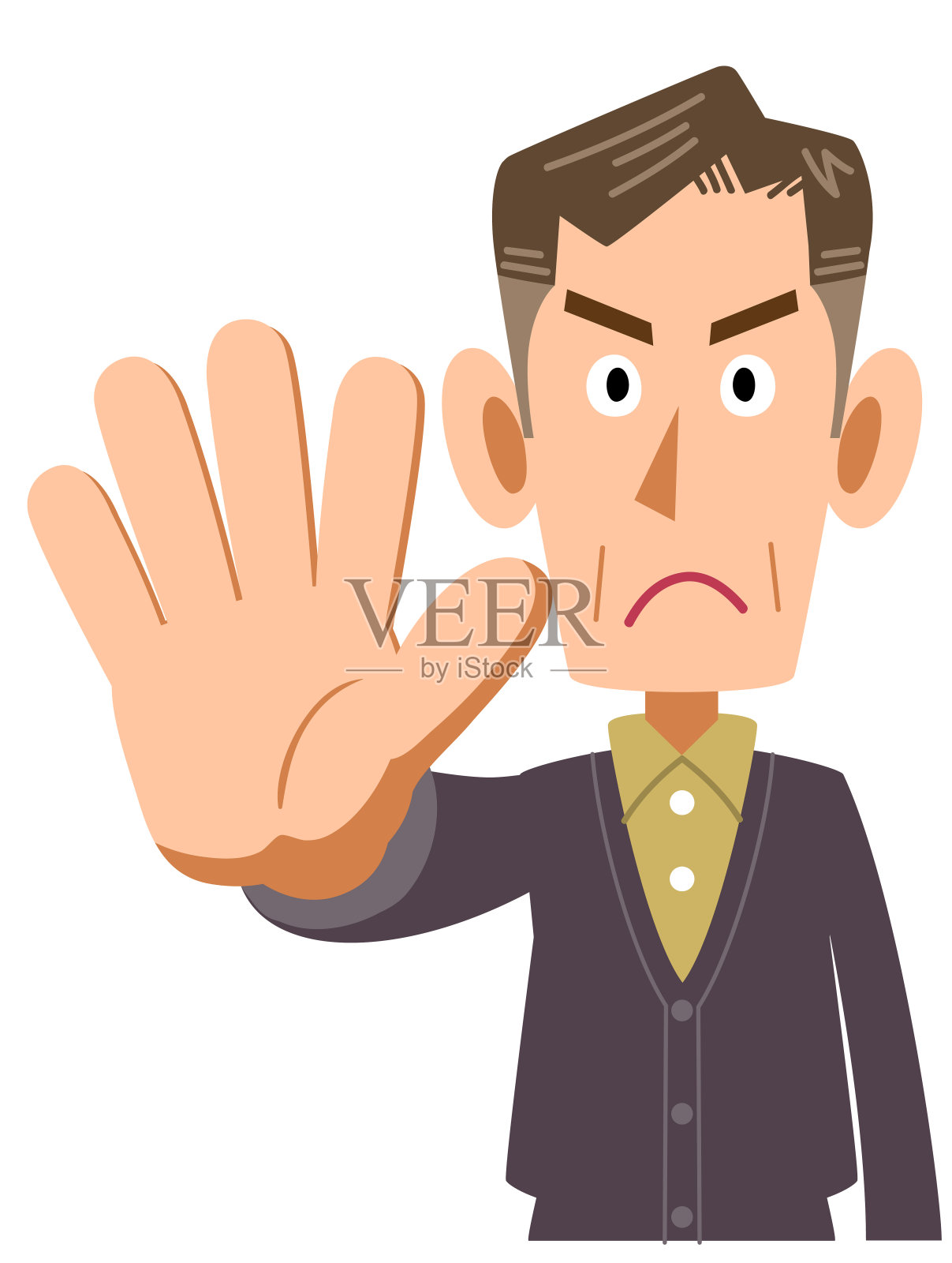 一位穿着便服的老人用手拦住了他插画图片素材