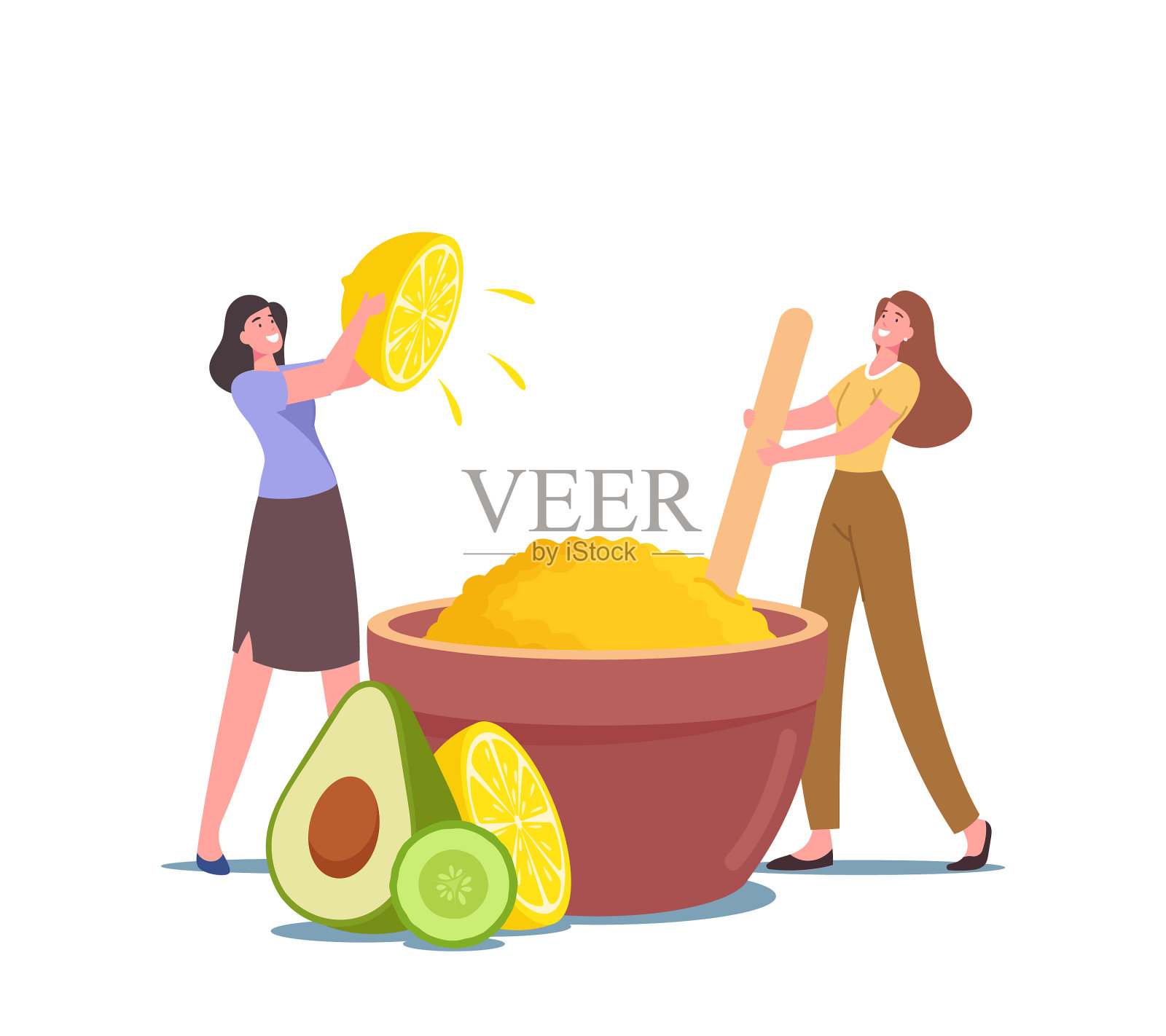 微小的女性角色制作美容产品设计元素图片