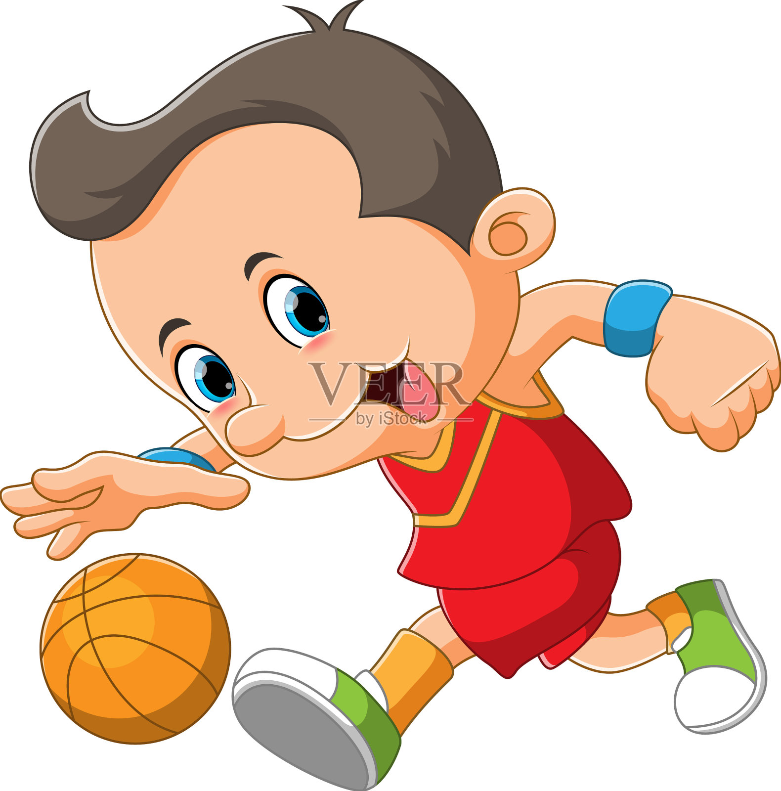 男孩正在玩和运球设计元素图片