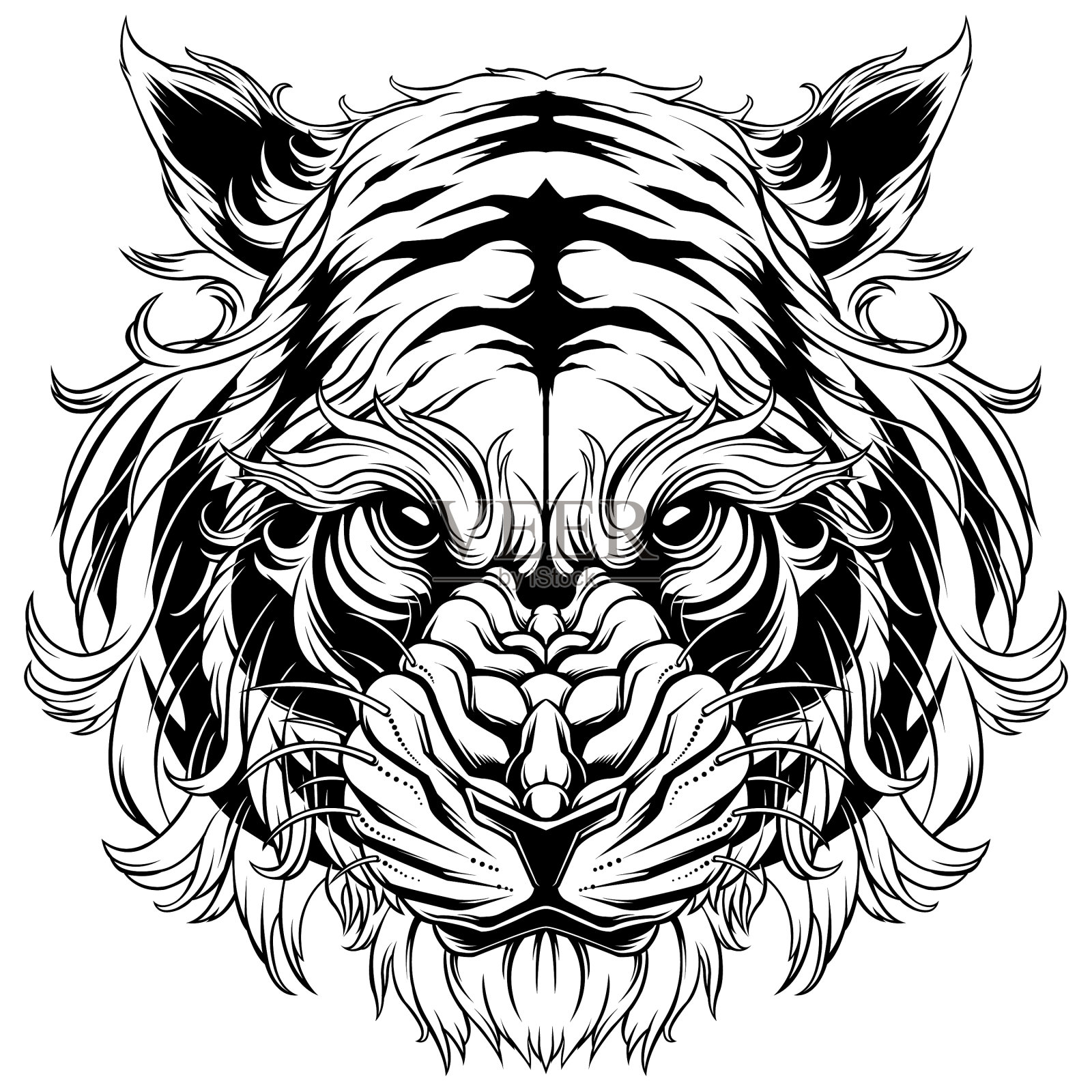 老虎黑白设计元素图片