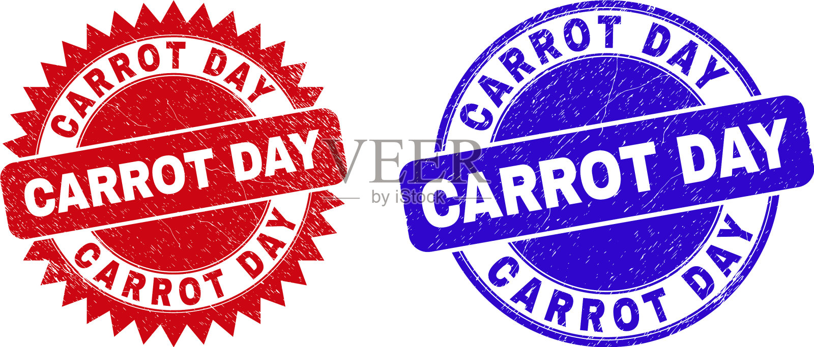 胡萝卜日圆形和玫瑰形印章插画图片素材