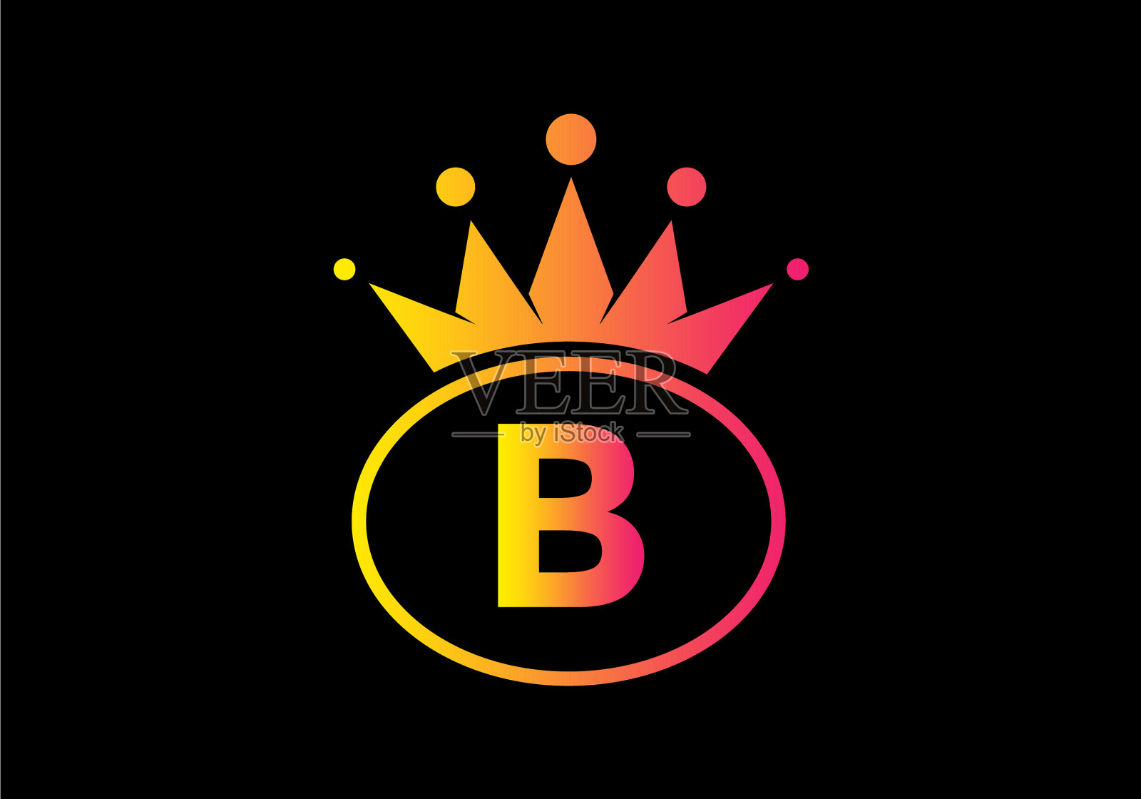 黄色粉红色渐变颜色b首字母在插画图片素材