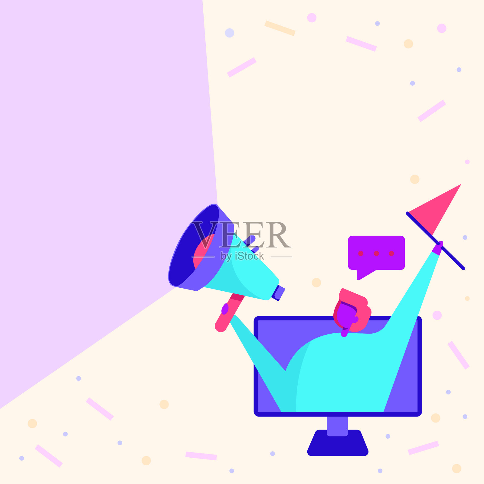 女士在屏幕上画画插画图片素材