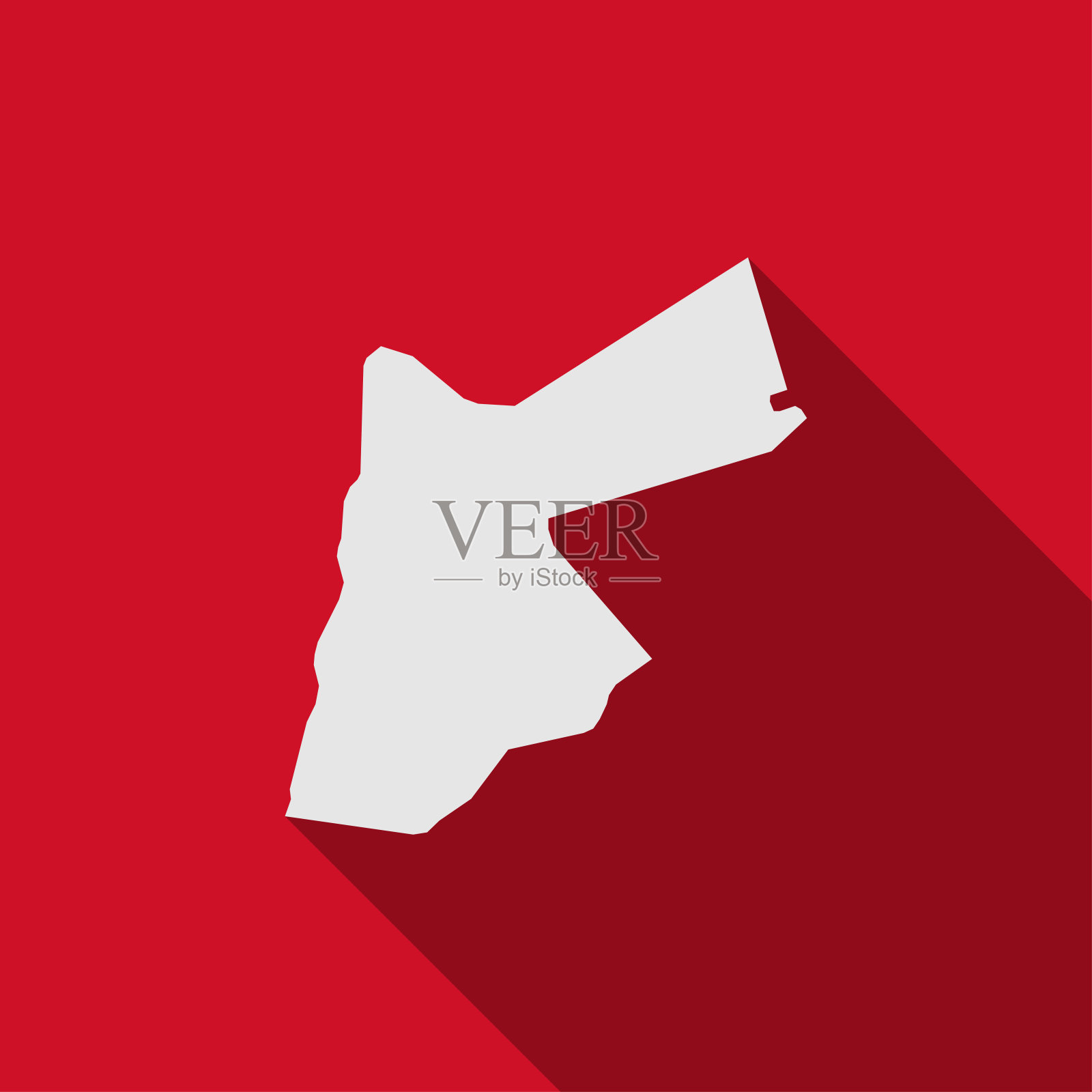 约旦地图上的红色背景与长阴影插画图片素材