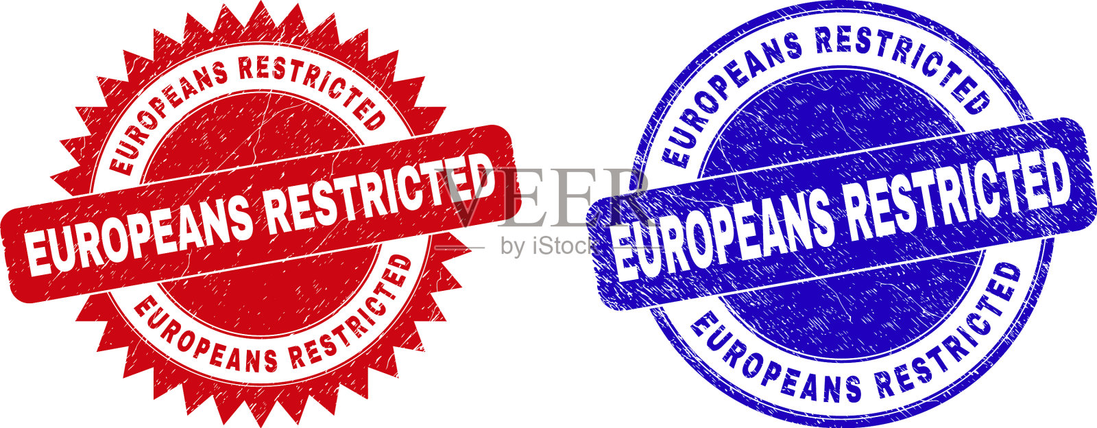 欧洲限制圆形和玫瑰形邮票印章插画图片素材