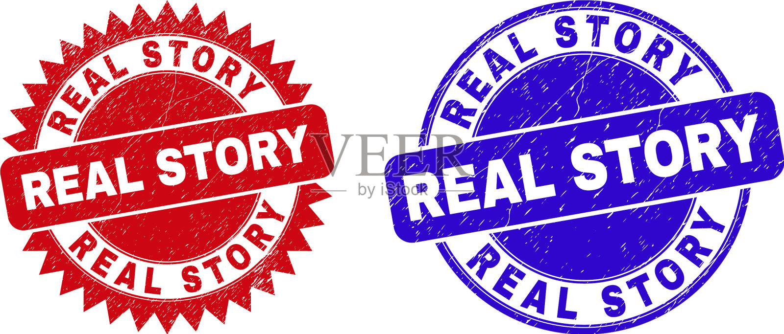 真故事圆和玫瑰形印章插画图片素材