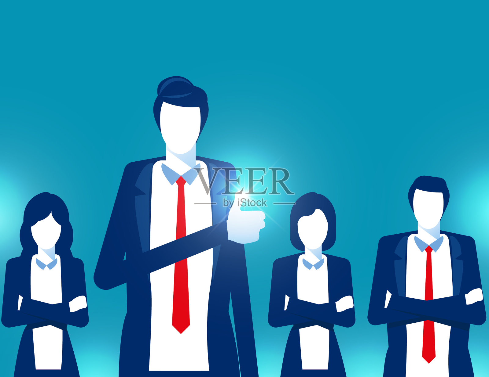 商界领袖自信地竖起大拇指插画图片素材