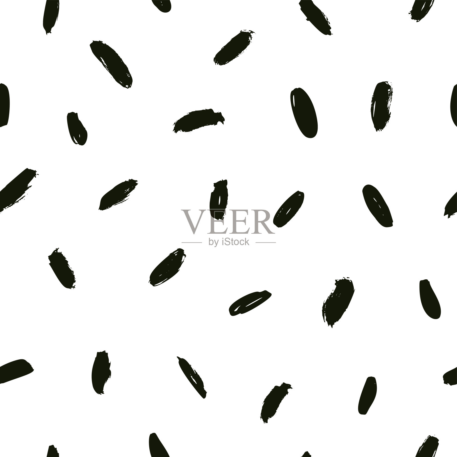 手绘条纹无缝模式与短线和破折号。插画图片素材