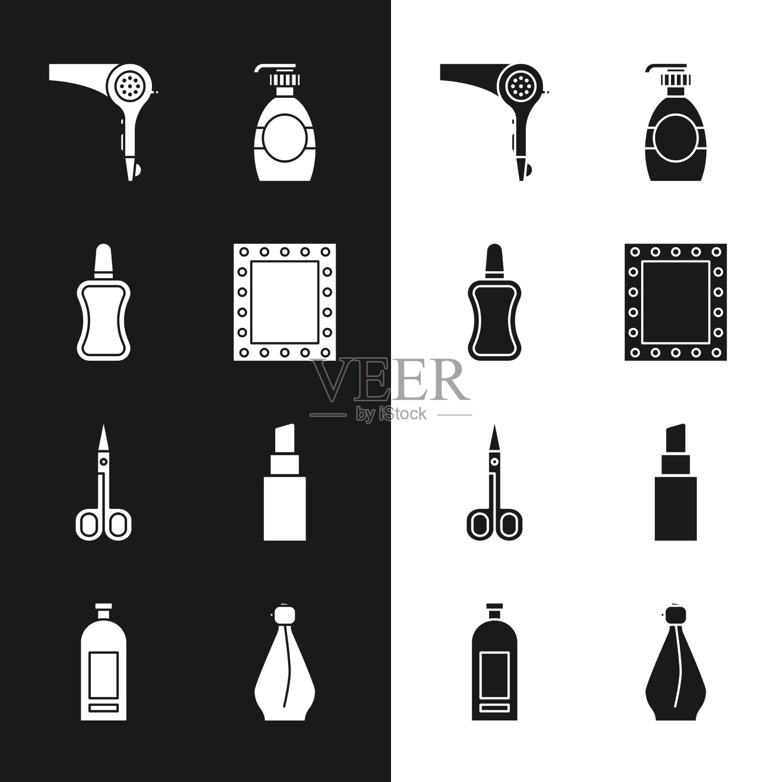 用浅色指甲油瓶固定化妆镜图标素材