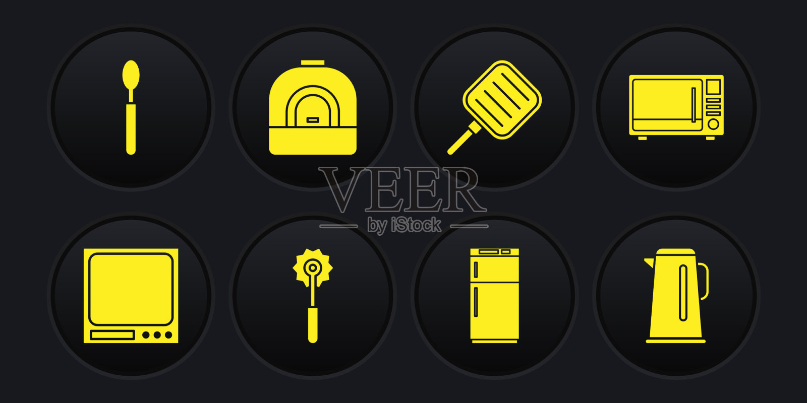 设置电子秤,微波炉,披萨刀图标素材