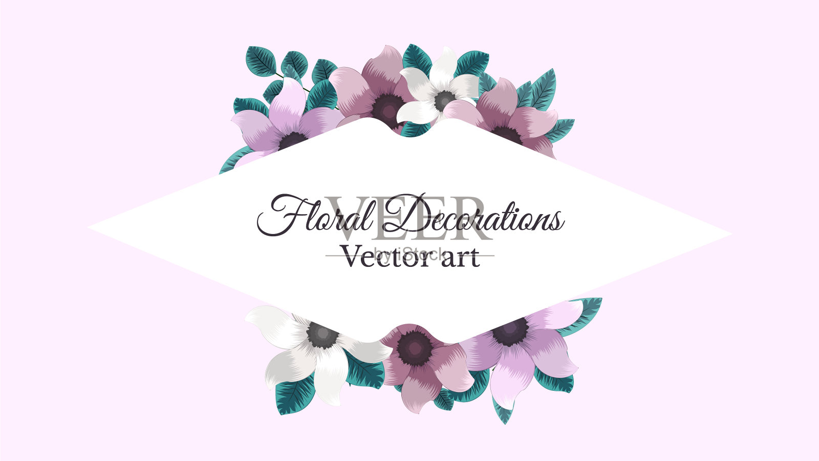 豪华多彩的花卉框架背景标签插画图片素材