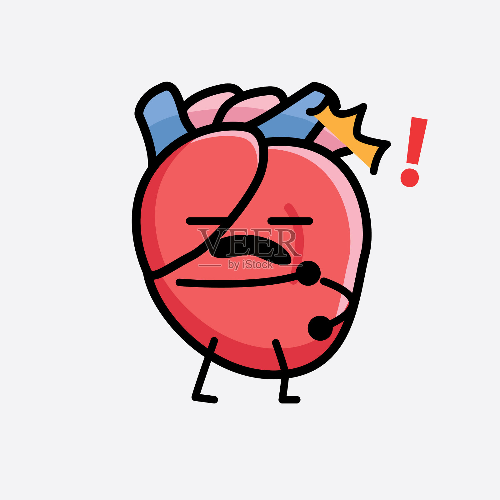 心脏器官的性格与可爱的脸和简单插画图片素材