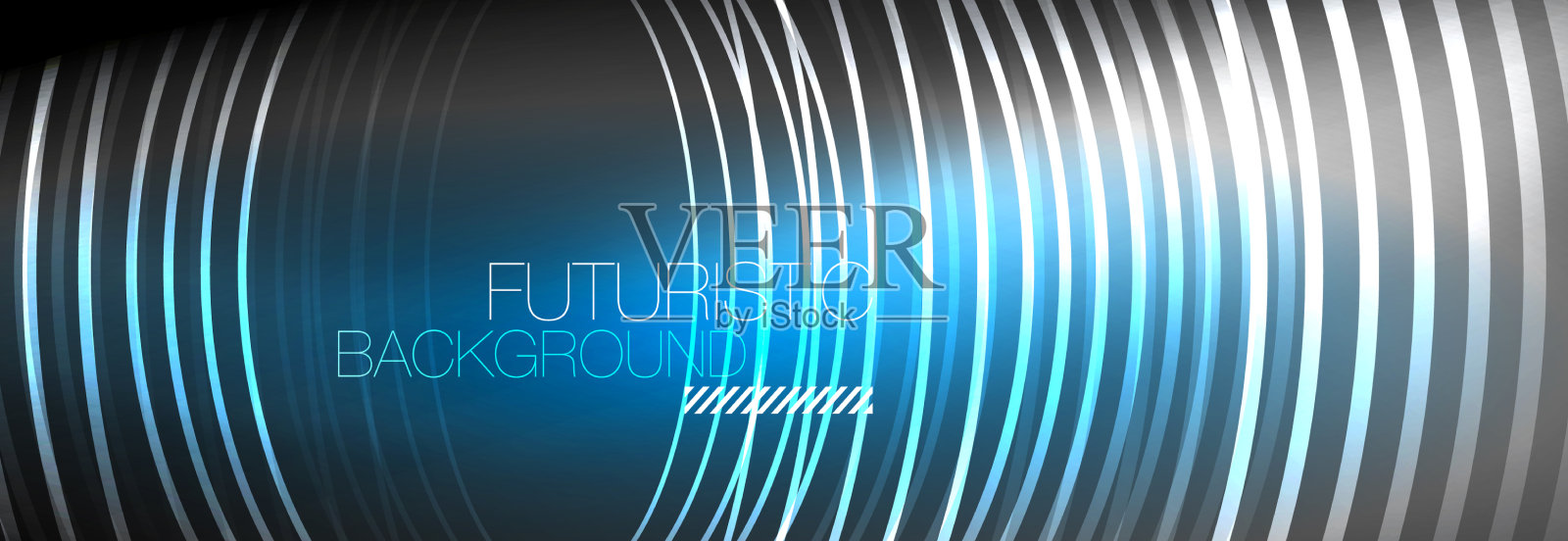 暗抽象背景与发光的霓虹灯圈插画图片素材