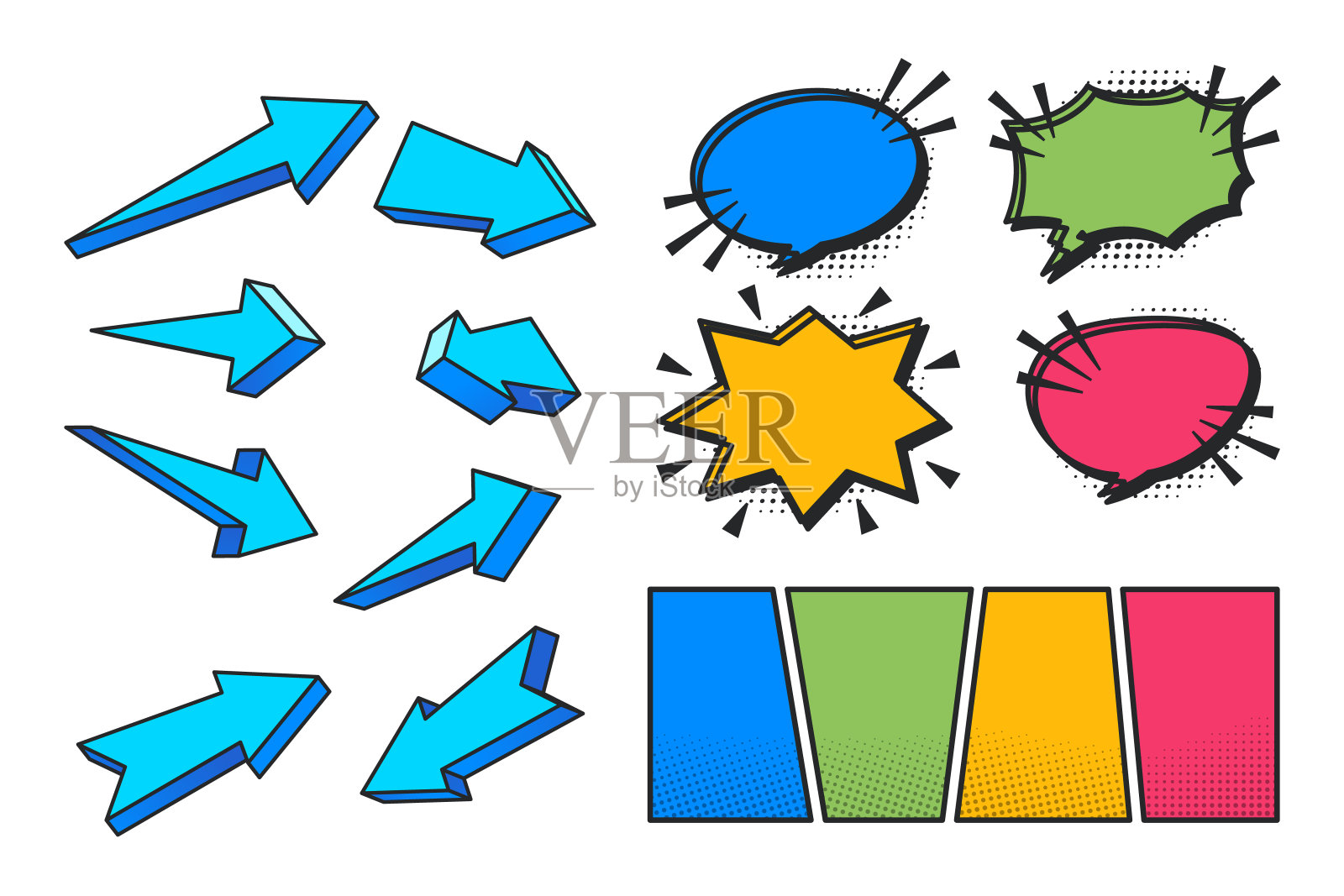 丰富多彩的插图,各种表示元素矢量插图插画图片素材