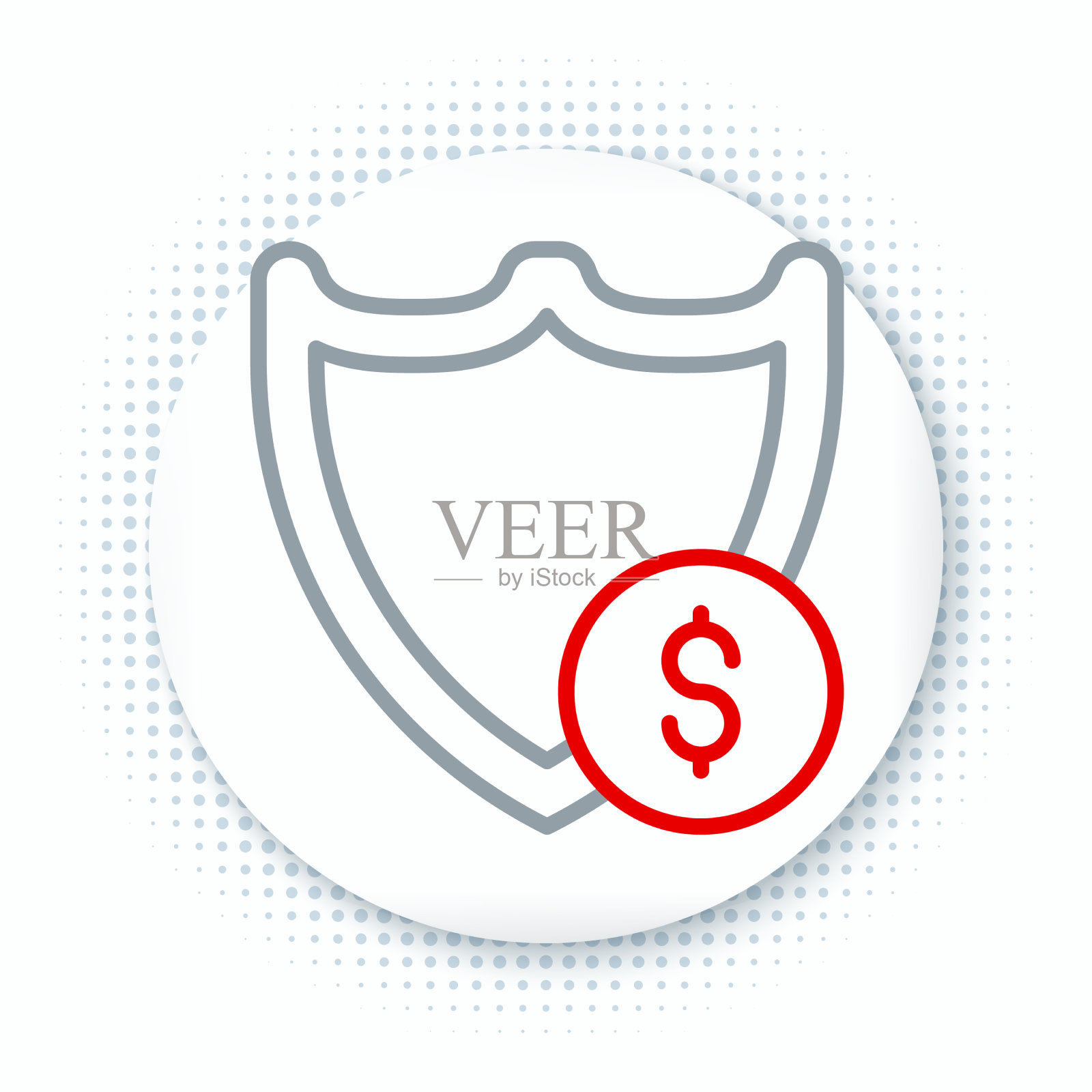 线盾与美元符号图标隔离上插画图片素材