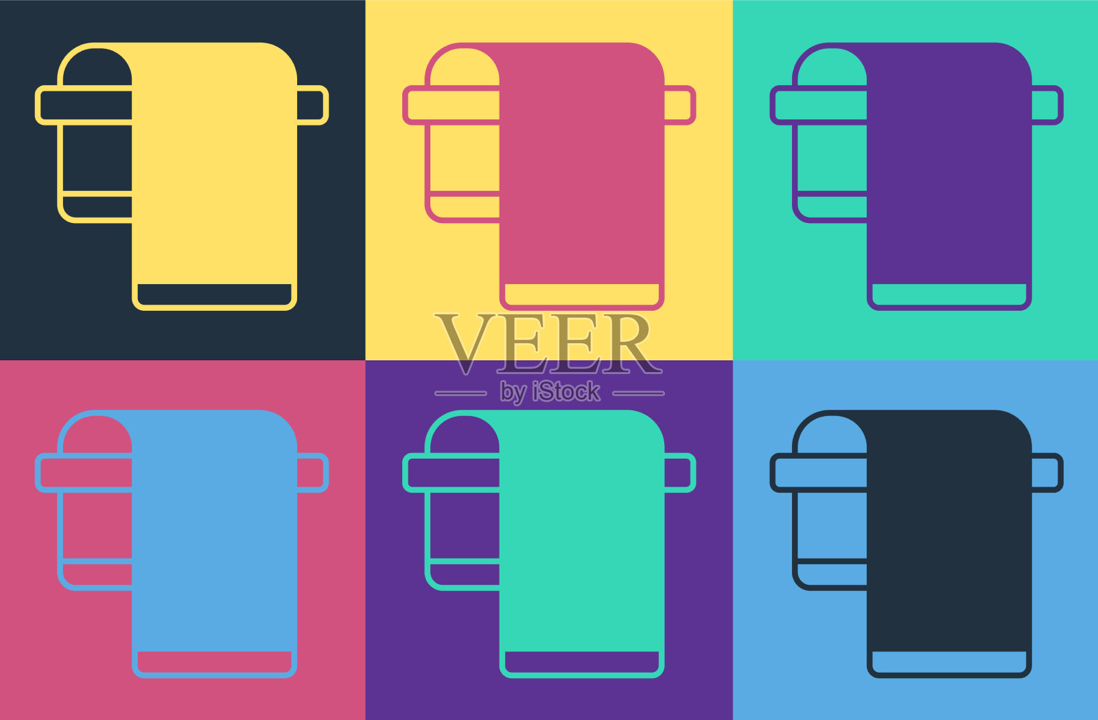 流行艺术毛巾衣架图标隔离的颜色图标素材