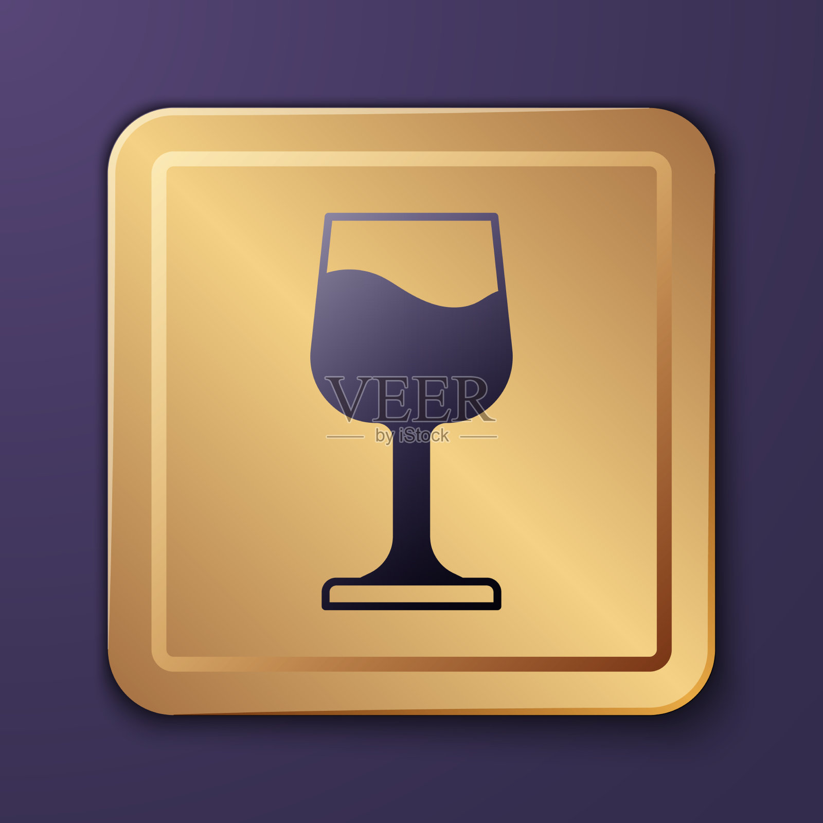 紫色酒杯图标孤立在紫色上图标素材