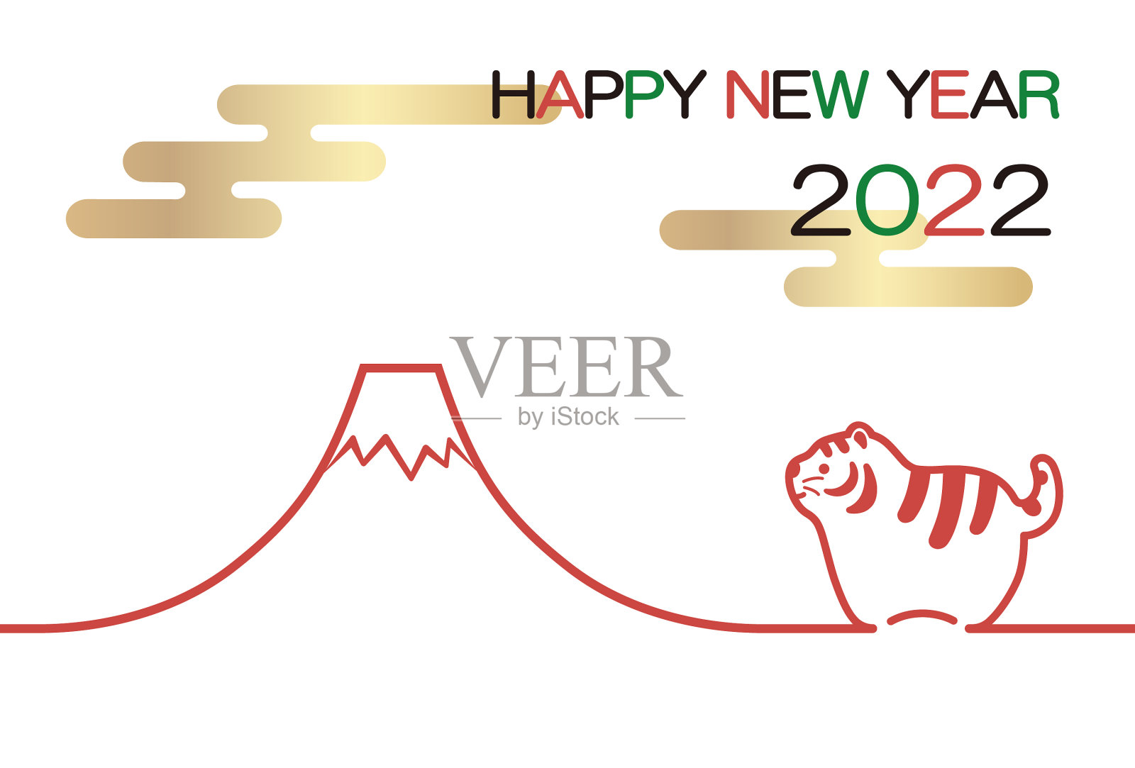 2022年虎年贺卡插画图片素材