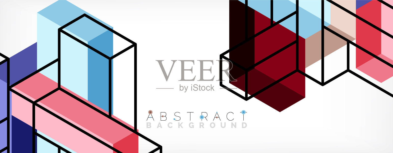 抽象背景三维立方体和立方体元素插画图片素材