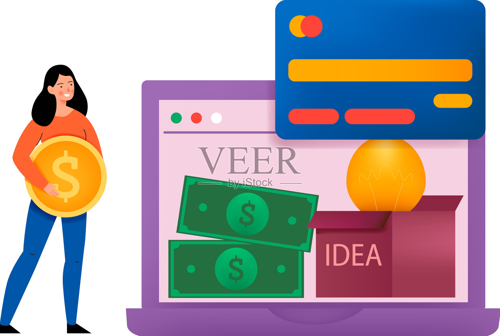 付款主意平面构图设计元素图片