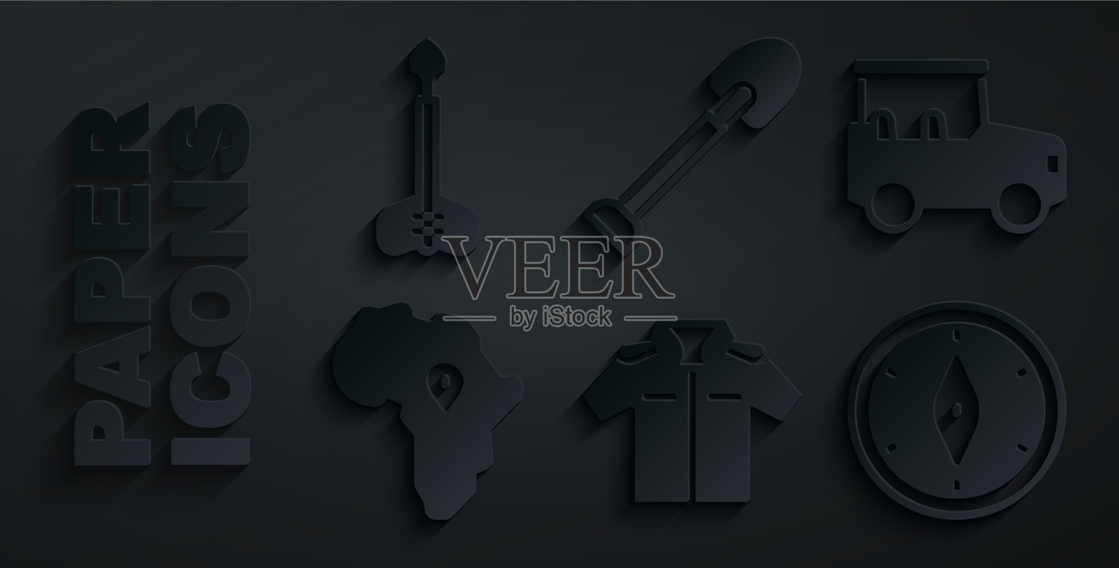 设衬衫游览车地图非洲指南针图标素材