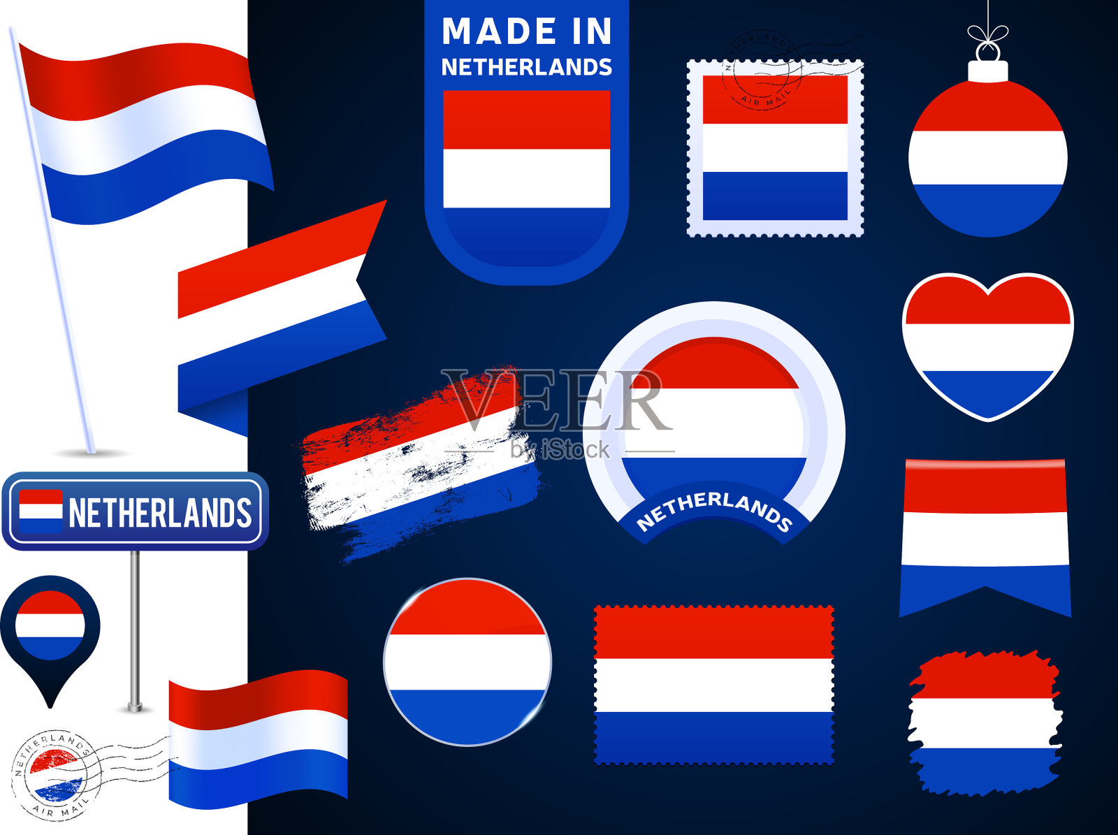 荷兰国旗收藏大集国家插画图片素材