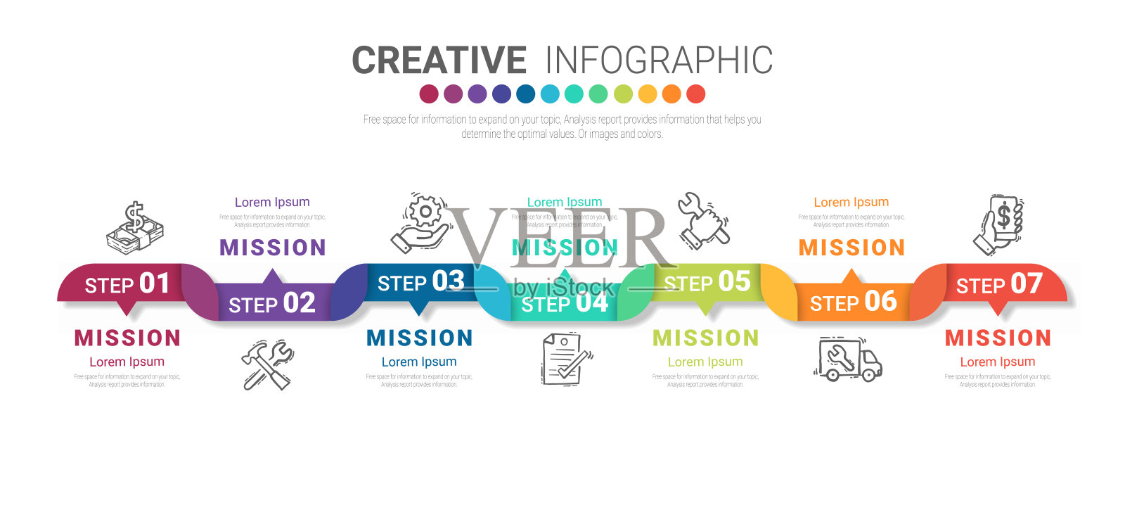 信息图形设计模板与9个选项插画图片素材