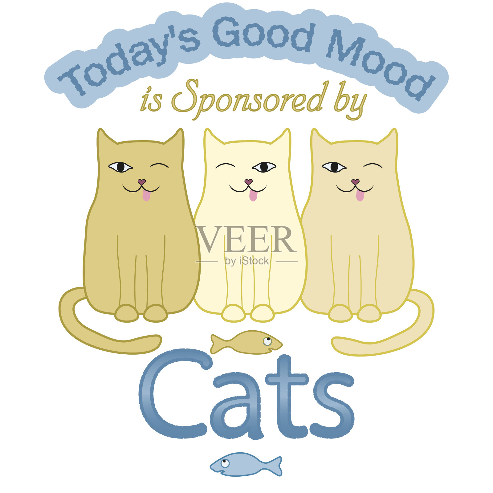 “今天的好心情是由猫赞助的。”t恤,贴纸,卡片和印刷图案插画图片素材