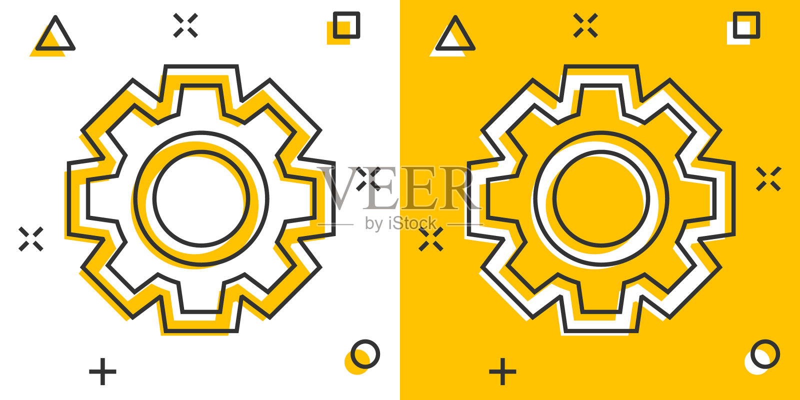 卡通齿轮图标在漫画风格齿轮图标素材