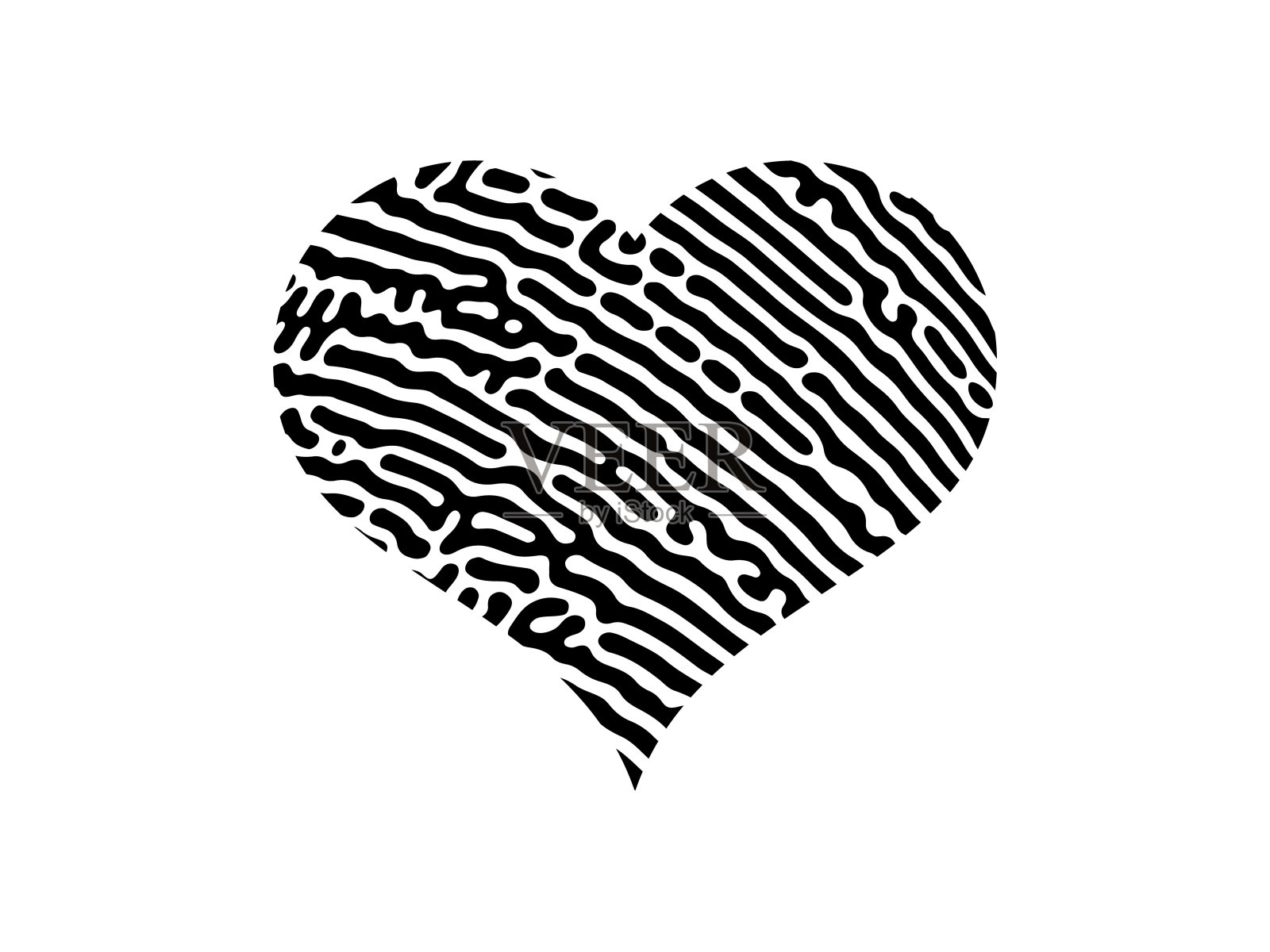 指纹心脏轮廓插画图片素材