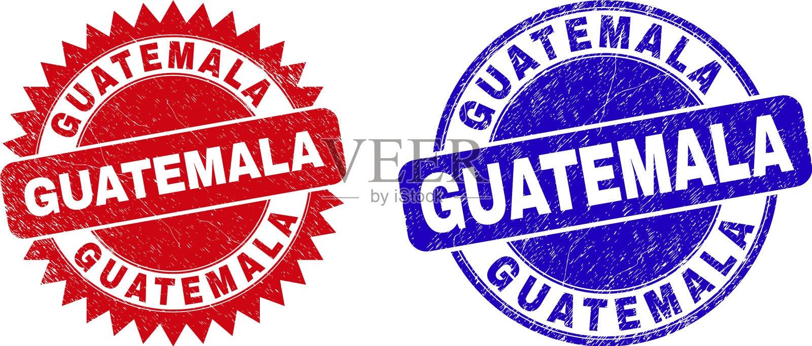 危地马拉圆形和玫瑰形橡胶邮票插画图片素材