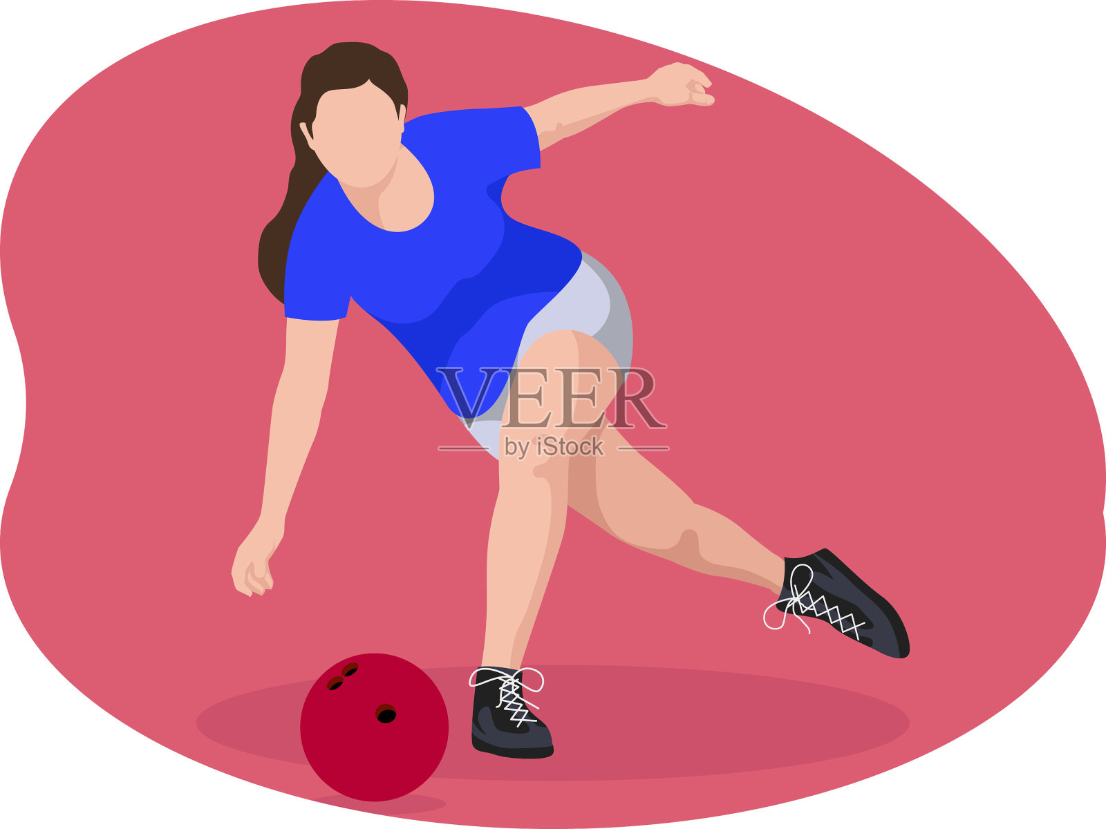 女玩滚球的人插画图片素材