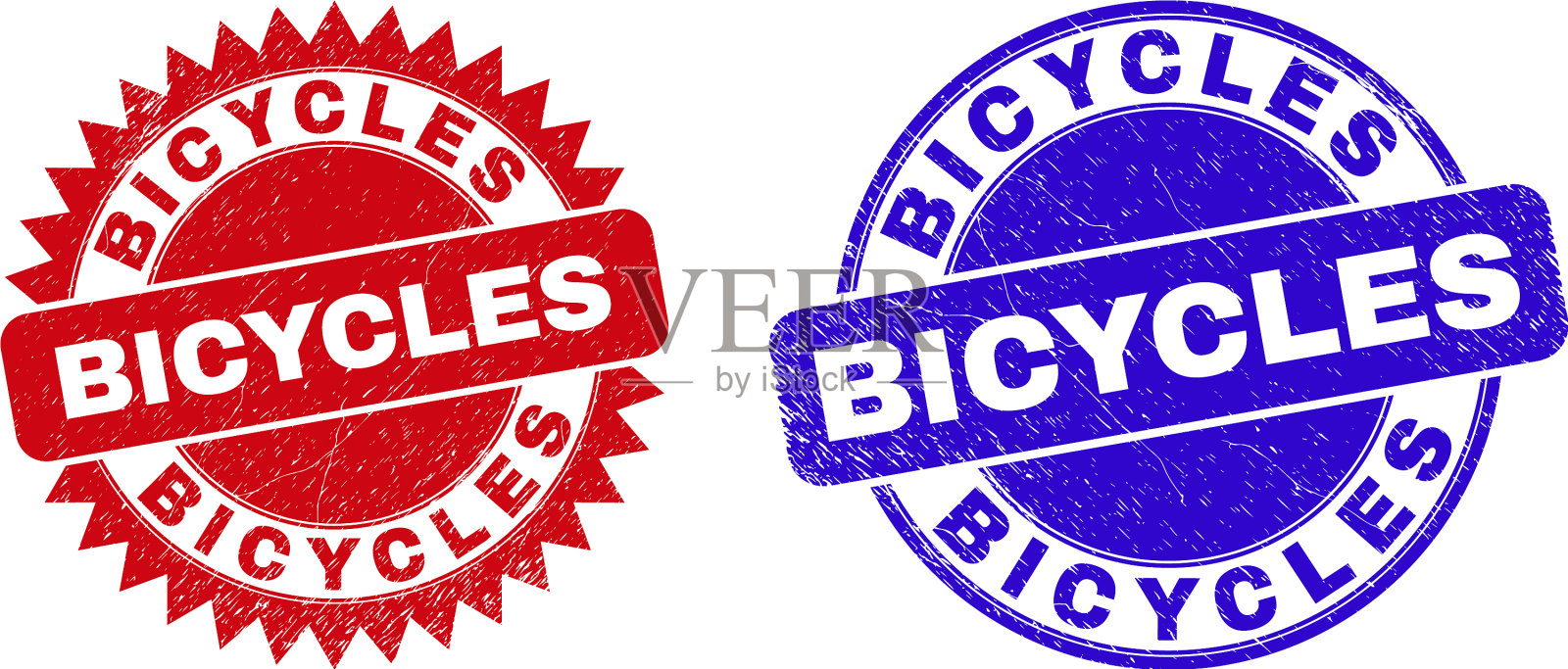 自行车轮和玫瑰形印章印章插画图片素材