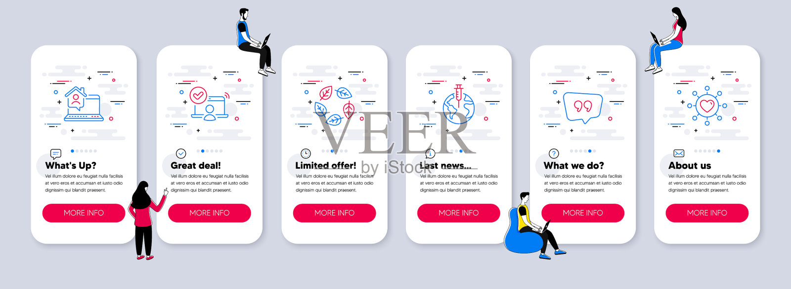 与工作相关的线图标集图标素材