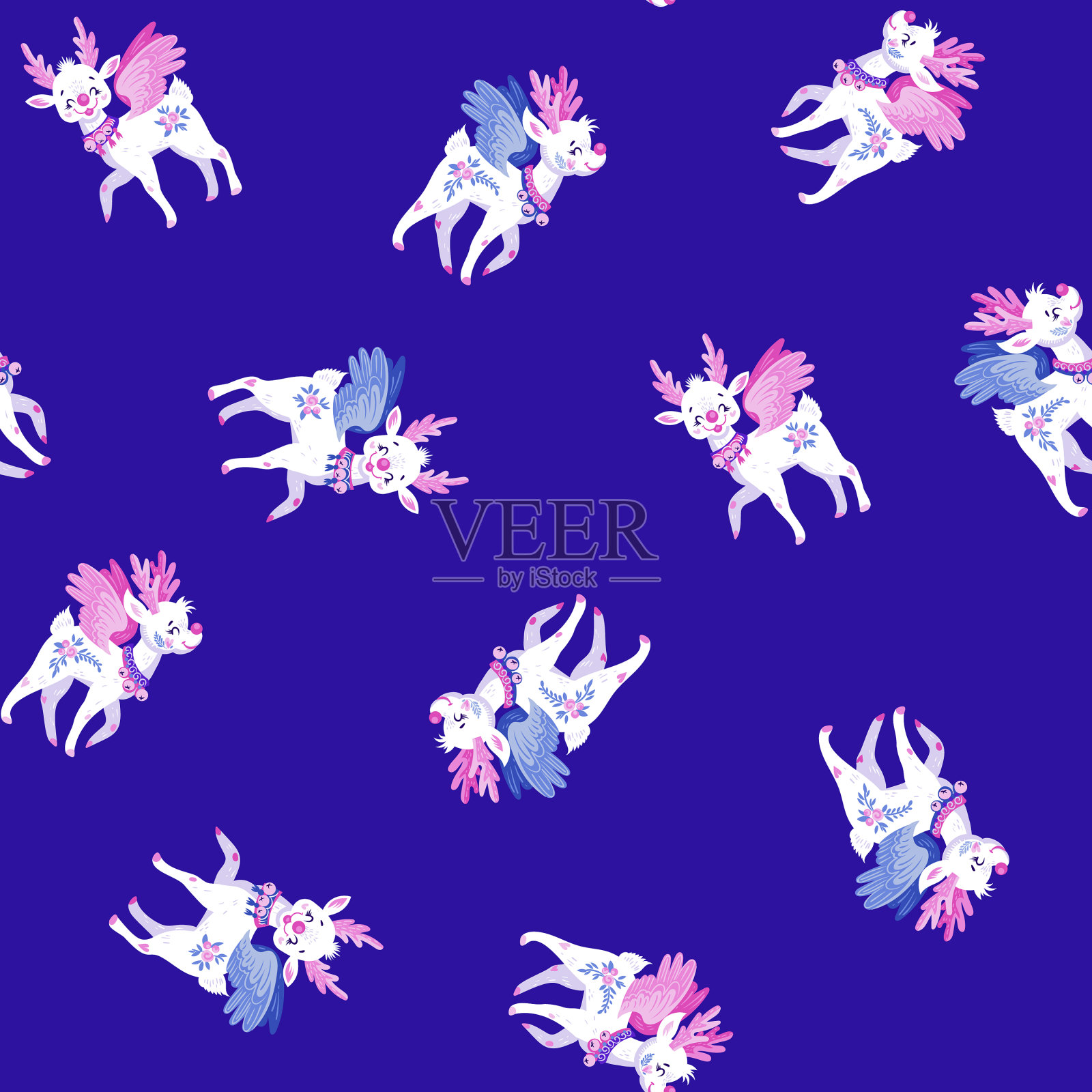 无缝圣诞假日模式与鹿插画图片素材