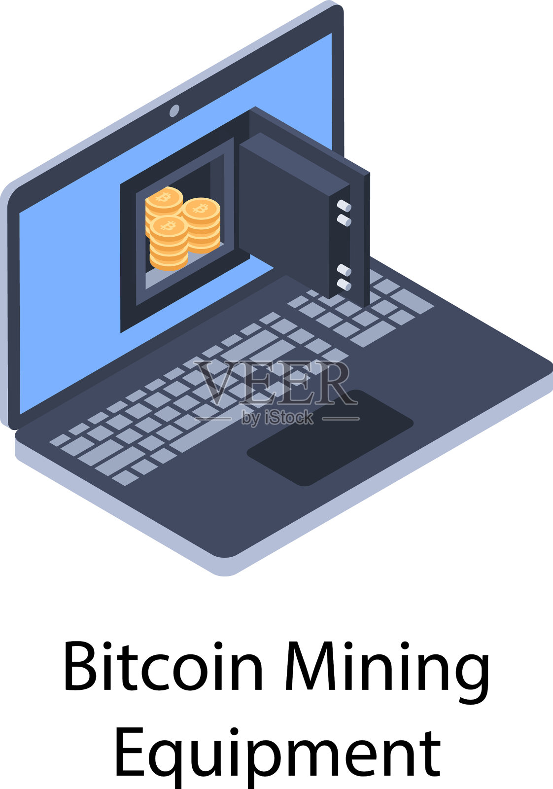 比特币矿业插画图片素材