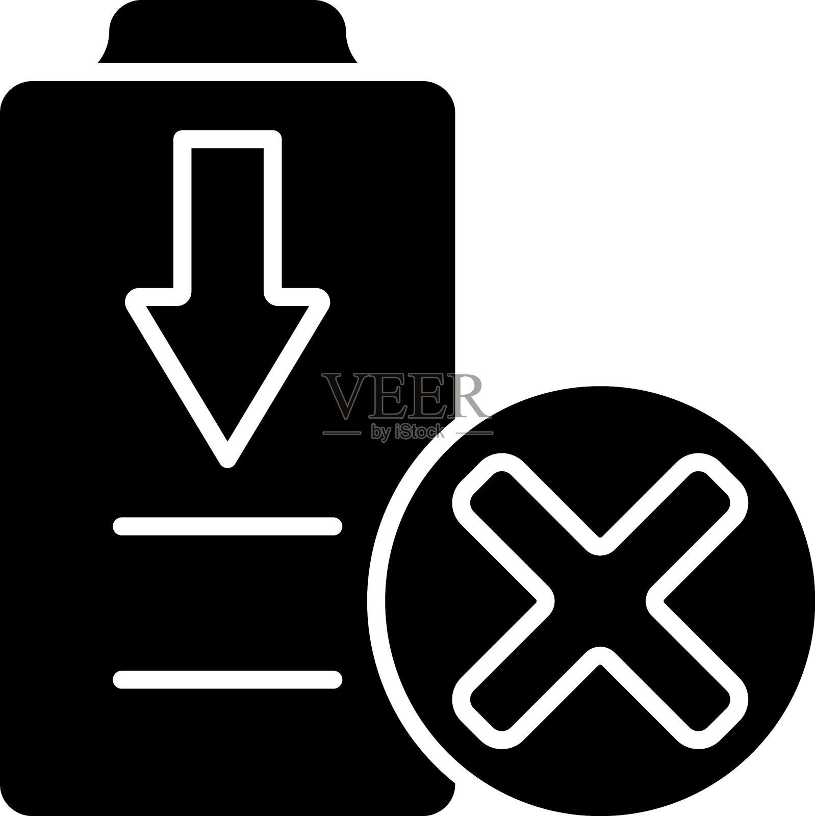 不要完全耗尽电池黑色字形手册图标素材