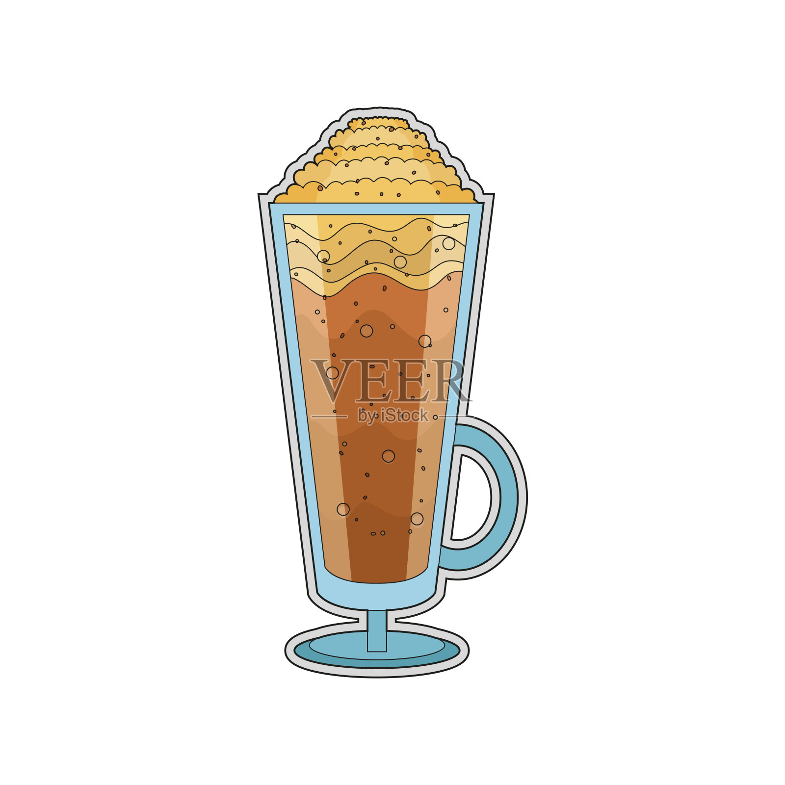 孤立寒冷的热带鸡尾酒和一层咖啡设计元素图片