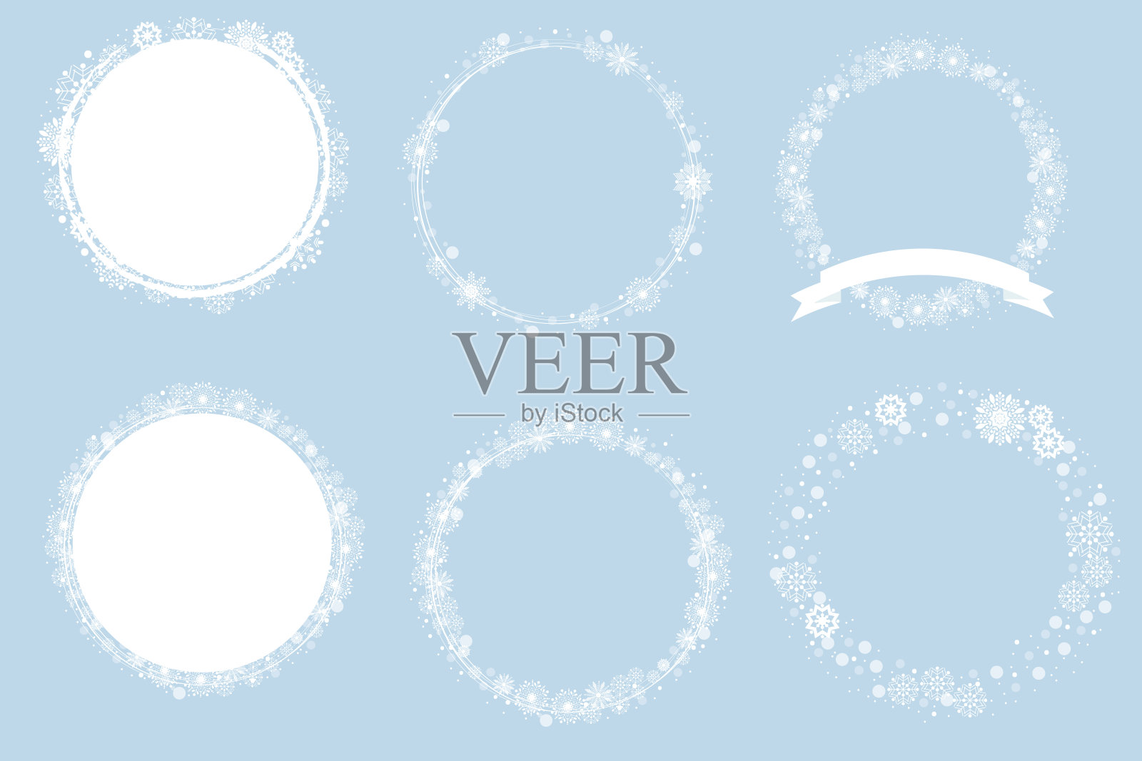 圣诞节最小的白色雪花花环框架集合eps10矢量插图设计元素图片