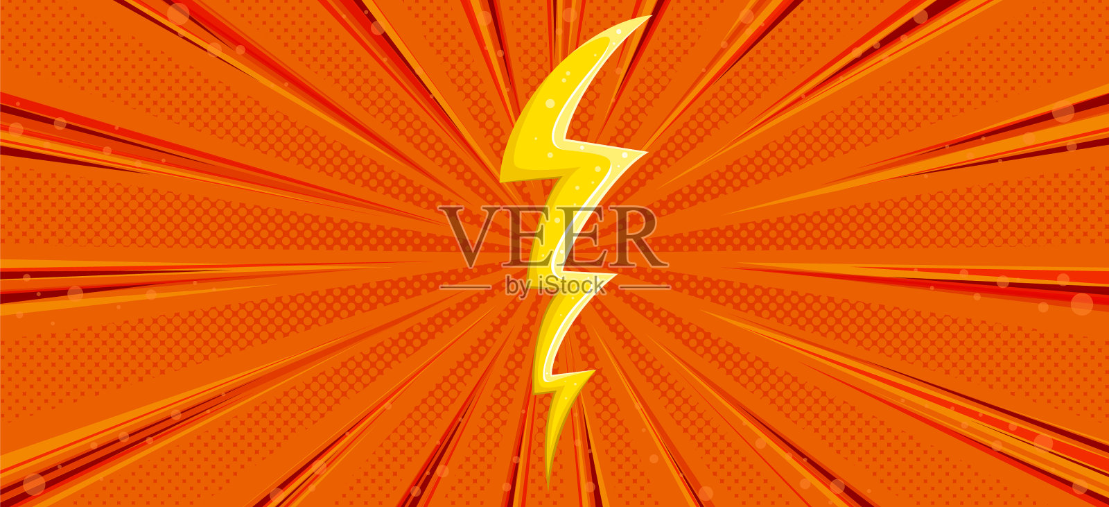 超级英雄半色调背景与闪电插画图片素材