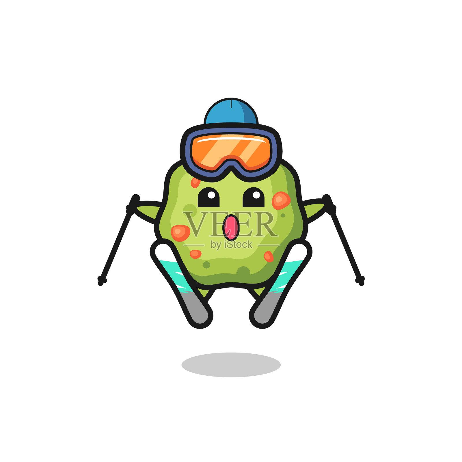 呕吐吉祥物角色作为一个滑雪运动员设计元素图片