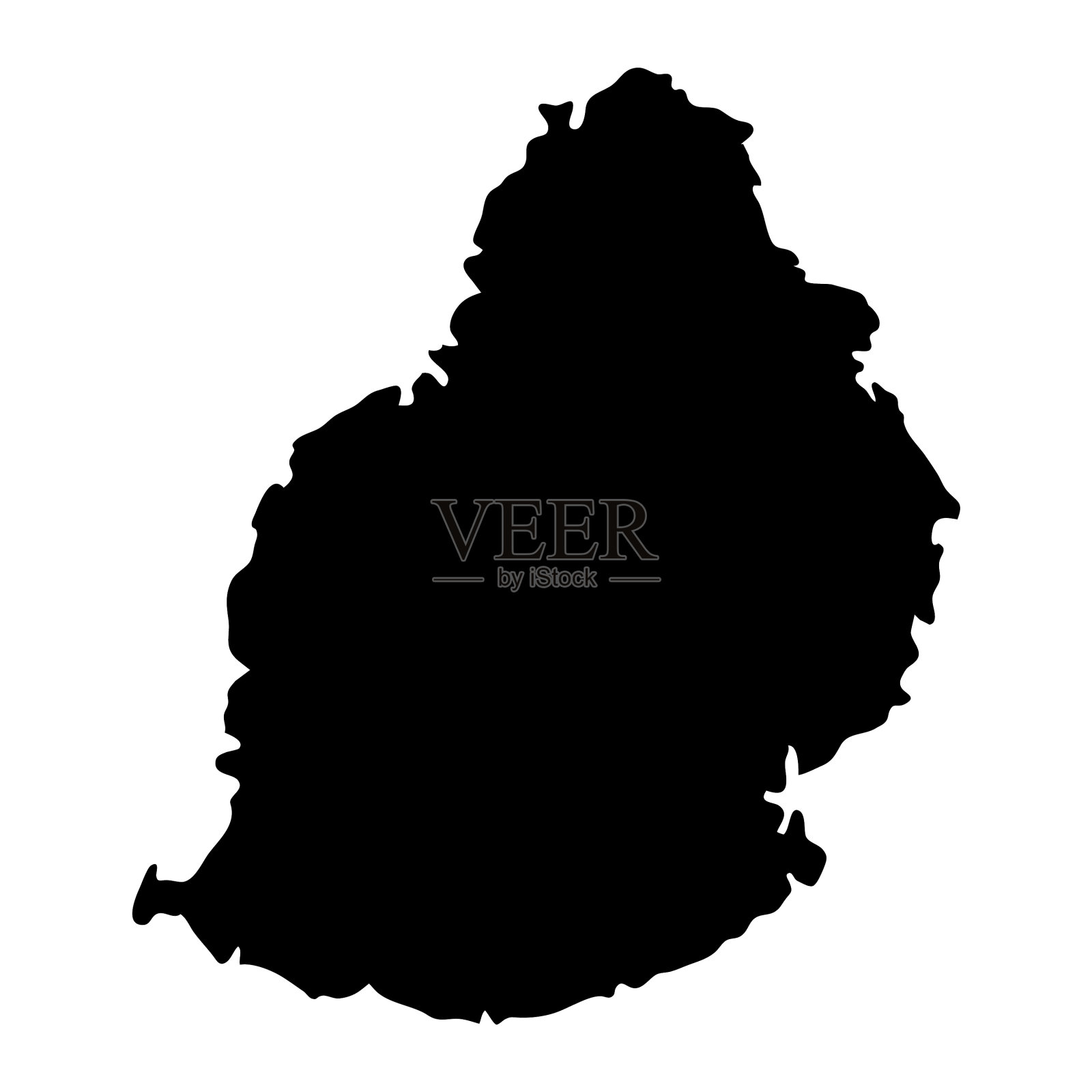 毛里求斯岛地图剪影设计元素图片