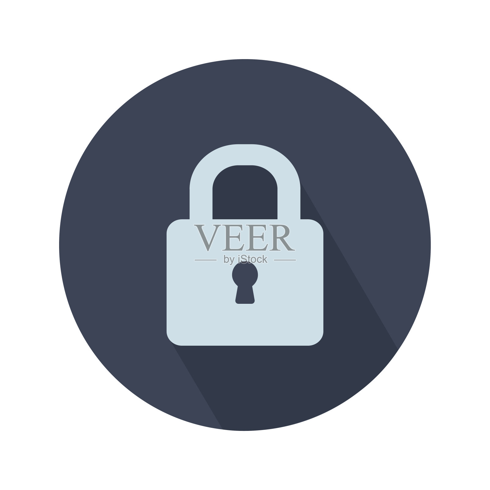 锁定图标在流行的平面风格孤立在灰色背景。安全标志为您的网站设计,徽标,应用程序,UI。矢量插图。插画图片素材