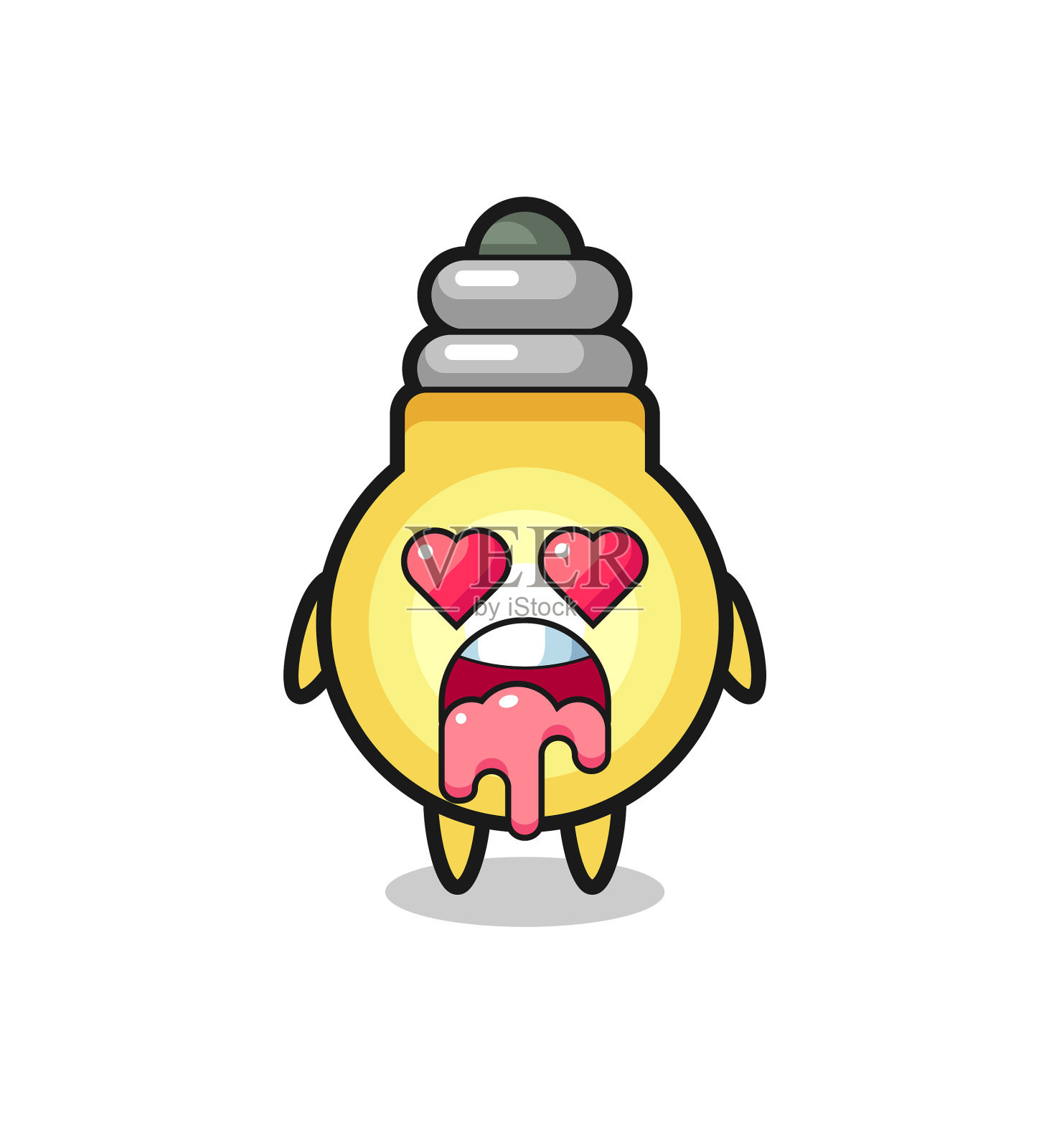 一个可爱灯泡的坠入爱河的表情设计元素图片